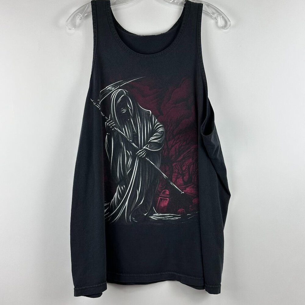 Barfly Men's Vintage Grim Reaper Scythe Graphic Tank Top